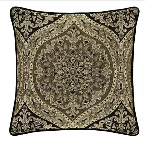 J.Queen Terra 20" Square Pillow Green Black Gold Decorative Bed Pillow New - Picture 1 of 7